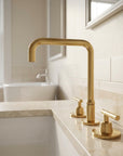 Solid Brass Widespread Bathroom Faucet with Hot & Cold Handles