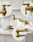 Unlacquered Solid Brass Wall-Mounted Pot Filler