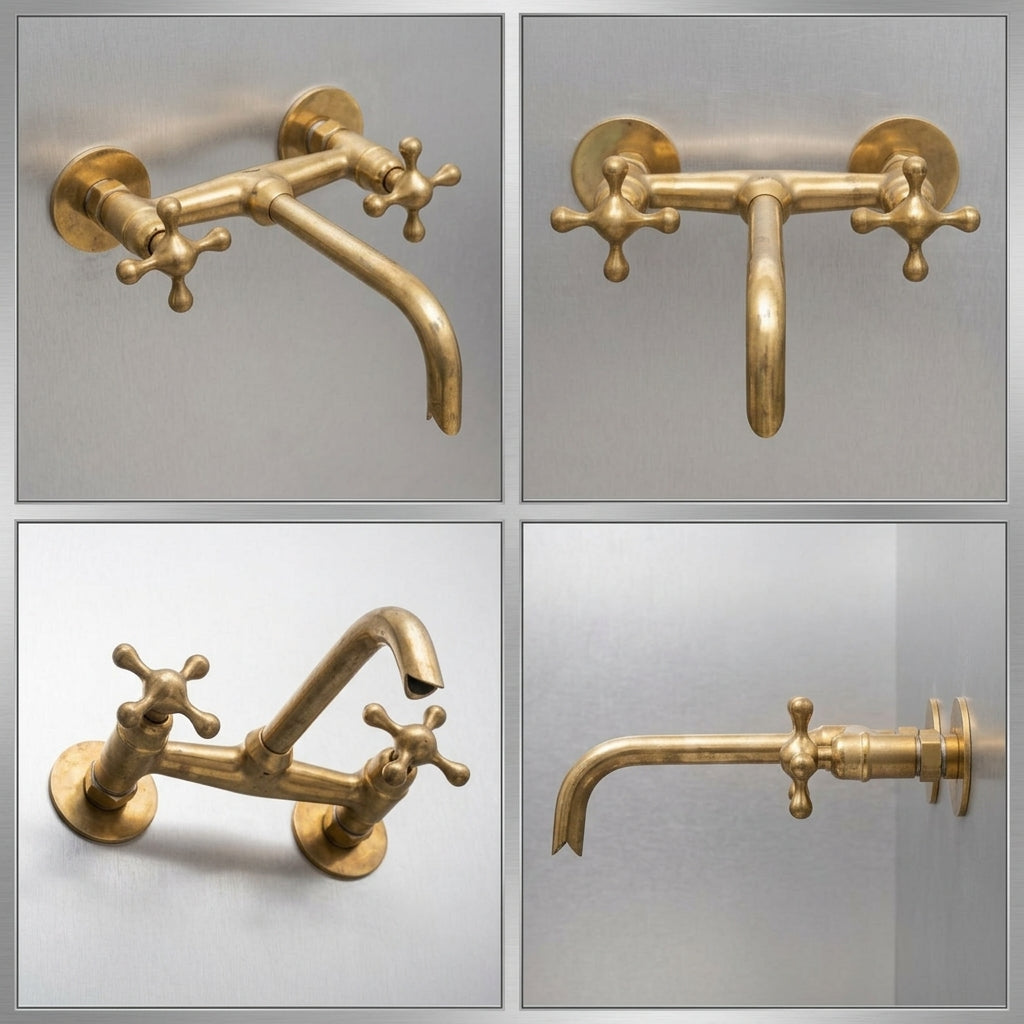 Unlacquered Brass Bathroom Tub Filler Faucet