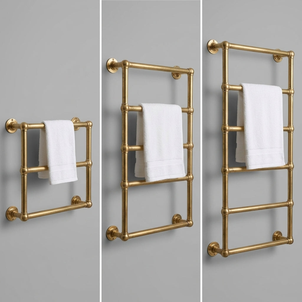 Handmade Unlacquered Brass Towel Holder: Wall Mounted Bathroom Rail