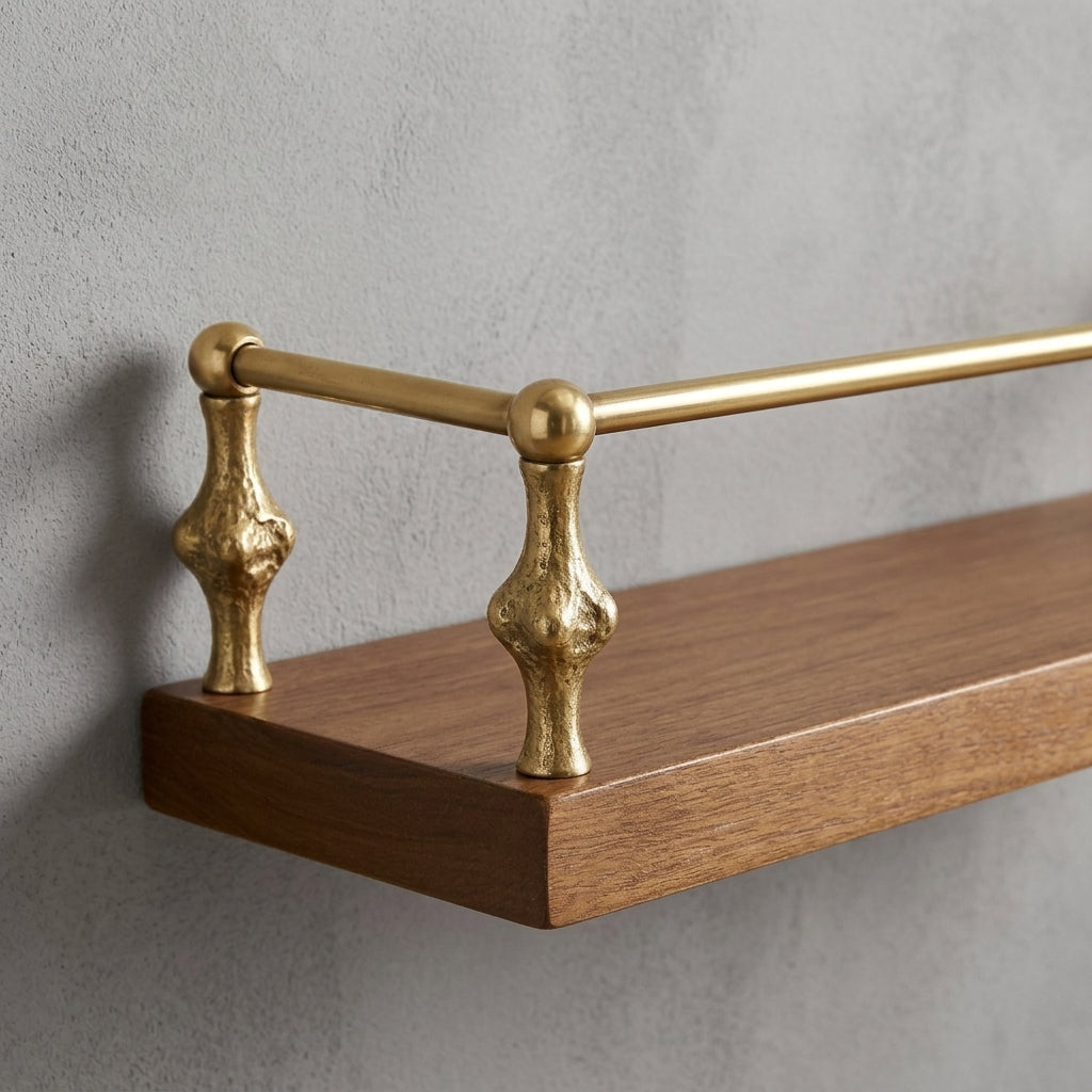 Artisanal Brass Gallery Rail – Solid Shelf Guard for Cabinets