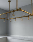Artisan Solid Brass Ceiling Mount Pot Rail for Kitchen Island Storage