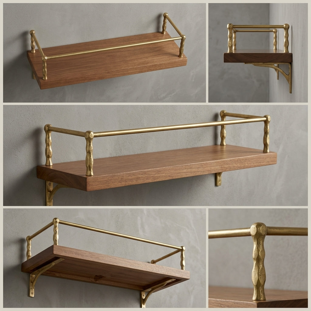 nlacquered Brass Gallery Rail Kit – Shelf Guard Bar
