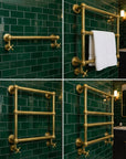 Handmade Unlacquered Brass Towel Warmer: Wall Mounted Bathroom Rail