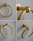 Unlacquered Brass Towel Ring: Vintage Wall Mounted Round Bathroom Holder
