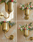 Solid Brass Wall Mounted Vase: Vintage Hanging Vessel for Flowers