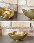 Brass Tealight Candle Holder: Unlacquered Solid Brass Decorative Bowl for Jewelry