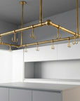 Artisan Solid Brass Ceiling Mount Pot Rail for Kitchen Island Storage