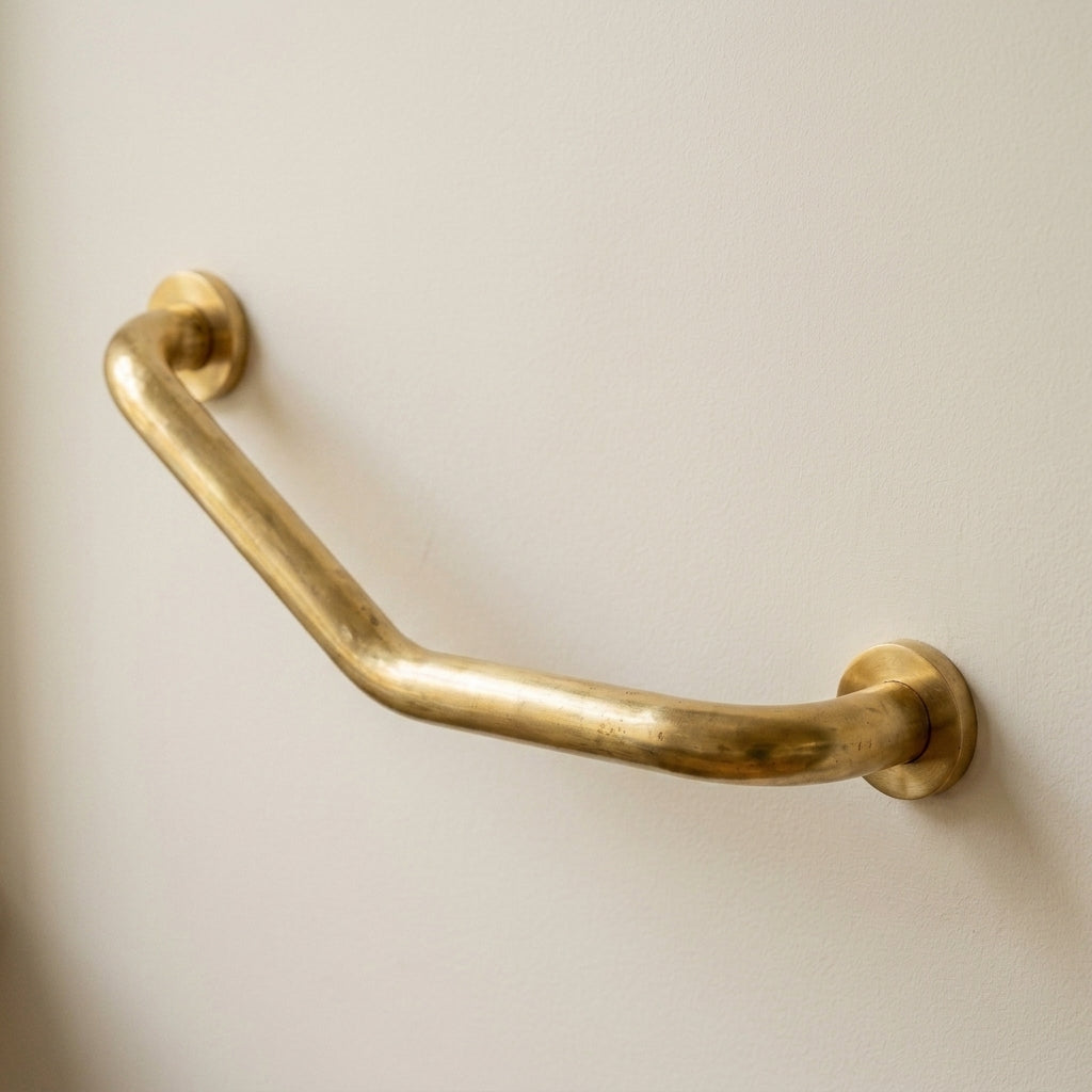 Unlacquered Brass Bathroom Grab Bar – Wall-Mounted Support Rail