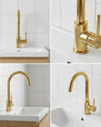 Unlacquered Solid Brass Single Handle Bathroom Faucet