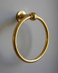 Unlacquered Brass Towel Ring: Vintage Wall Mounted Round Bathroom Holder