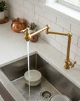 Unlacquered Solid Brass Deck-Mounted Pot Filler