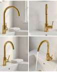 Unlacquered Solid Brass Single Handle Bathroom Faucet
