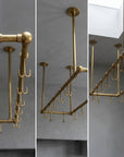Artisan Solid Brass Ceiling Mount Pot Rail for Kitchen Island Storage