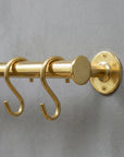 Unlacquered Brass Pot Rail – Solid Brass Wall Mounted Kitchen Hanging Bar with S Hooks
