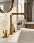 Solid Brass Widespread Bathroom Faucet with Hot & Cold Handles