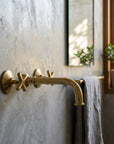 Unlacquered Solid Brass Wall-Mount Bathroom Faucet