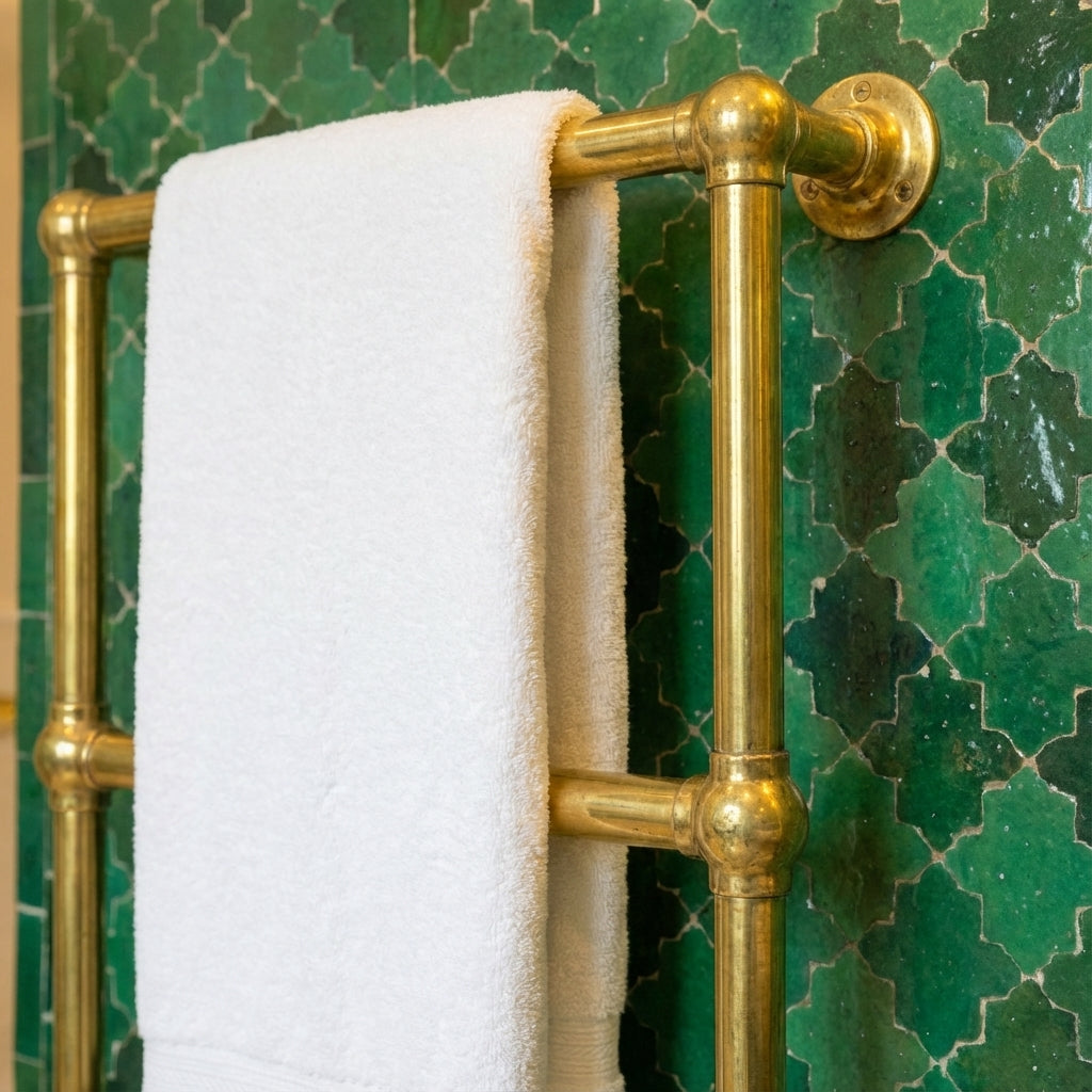 Brass Hydronic Towel Warmer – Wall Mounted Heated Rail