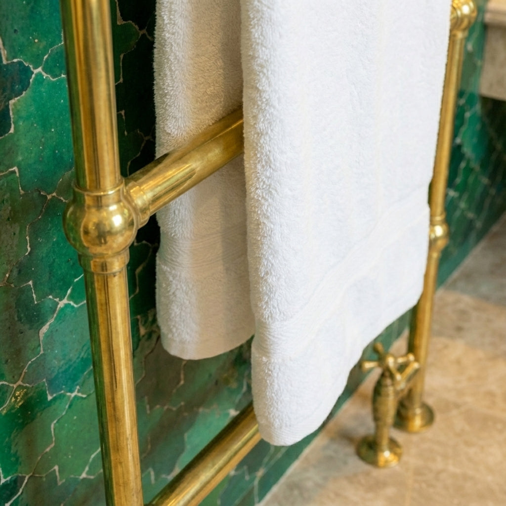 Brass Hydronic Towel Warmer – Wall Mounted Heated Rail