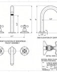 Unlacquered Brass Widespread Vanity Faucet with Cross Handles