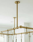 Artisan Solid Brass Ceiling Mount Pot Rail for Kitchen Island Storage