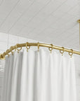 Unlacquered Brass Ceiling Support U-Shaped Bathroom Rail for Walk-In Showers: Oval Corner Shower Curtain Rod