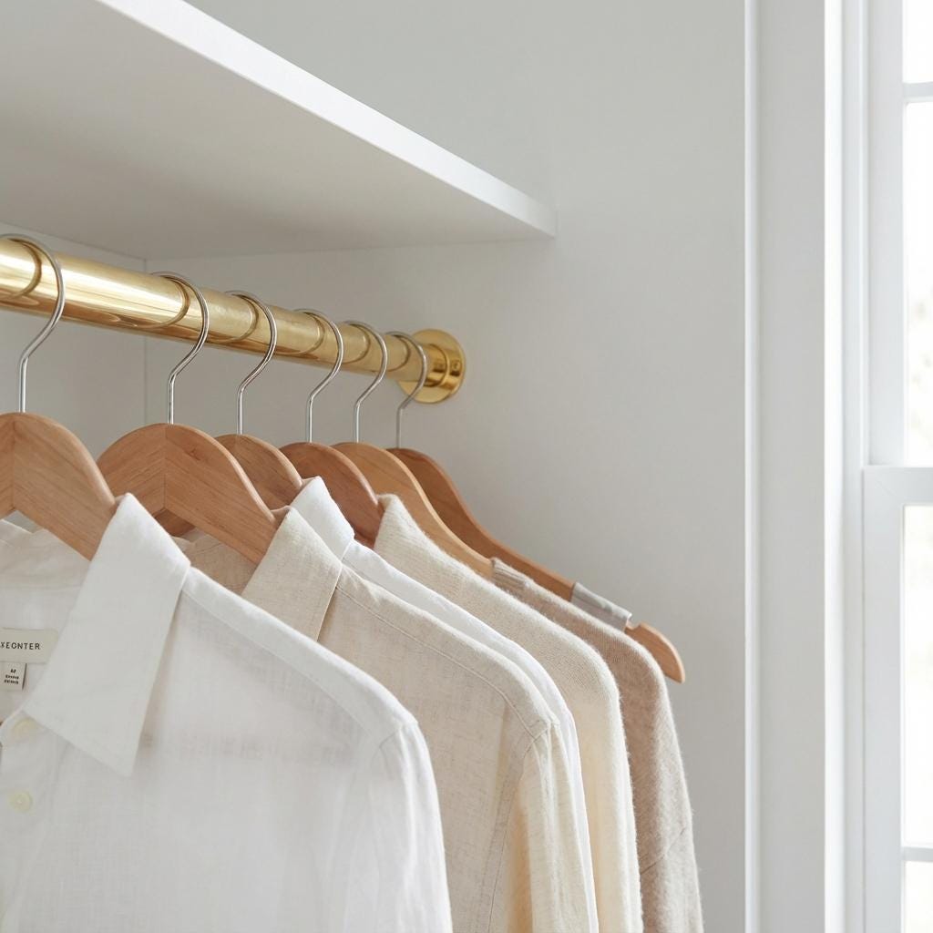 Unlacquered Brass Clothes Rail: Handmade Wardrobe Hanging Rod, Wall Mounted Brass Bar for Closet Storage