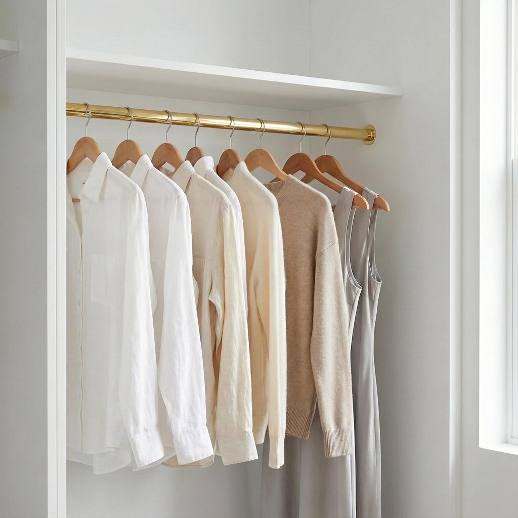 Unlacquered Brass Clothes Rail: Handmade Wardrobe Hanging Rod, Wall Mounted Brass Bar for Closet Storage
