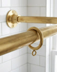 Unlacquered Brass Ceiling Support U-Shaped Bathroom Rail for Walk-In Showers: Oval Corner Shower Curtain Rod