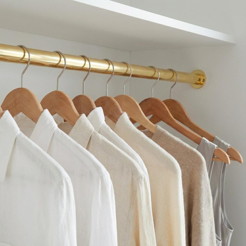Unlacquered Brass Clothes Rail: Handmade Wardrobe Hanging Rod, Wall Mounted Brass Bar for Closet Storage