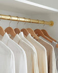 Unlacquered Brass Clothes Rail: Handmade Wardrobe Hanging Rod, Wall Mounted Brass Bar for Closet Storage