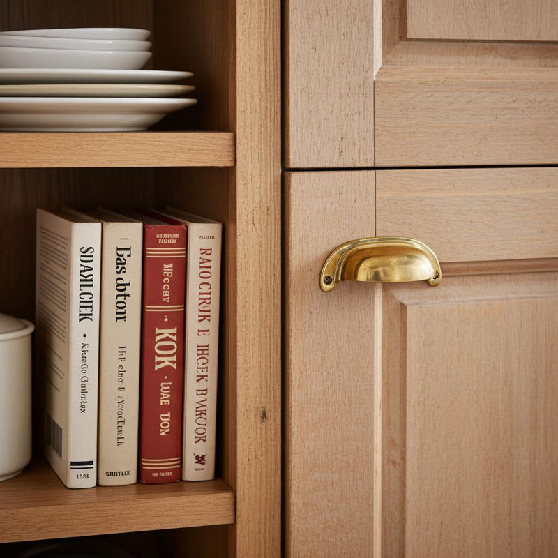 Unlacquered Brass Half Moon Cabinet Handles:  Brass Cup Drawer Pulls for Dresser and Kitchen