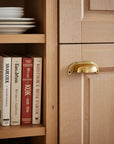 Unlacquered Brass Half Moon Cabinet Handles:  Brass Cup Drawer Pulls for Dresser and Kitchen