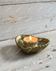Brass Heart Candle Holder: Solid Brass Tealight Bowl for Jewelry or Key Catchall
