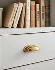 Unlacquered Brass Half Moon Cabinet Handles:  Brass Cup Drawer Pulls for Dresser and Kitchen