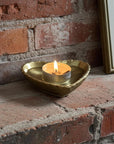 Brass Heart Candle Holder: Solid Brass Tealight Bowl for Jewelry or Key Catchall