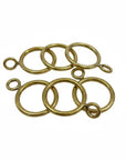 Set Of Brass Curtain Rings:  Solid Brass Drapery Rings for Café Curtains