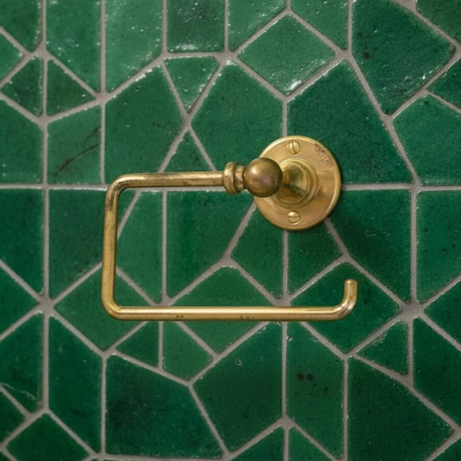 Unlacquered Brass Toilet Paper Holder: Wall Mount Bathroom Tissue Roll Bar Bathroom Fixture