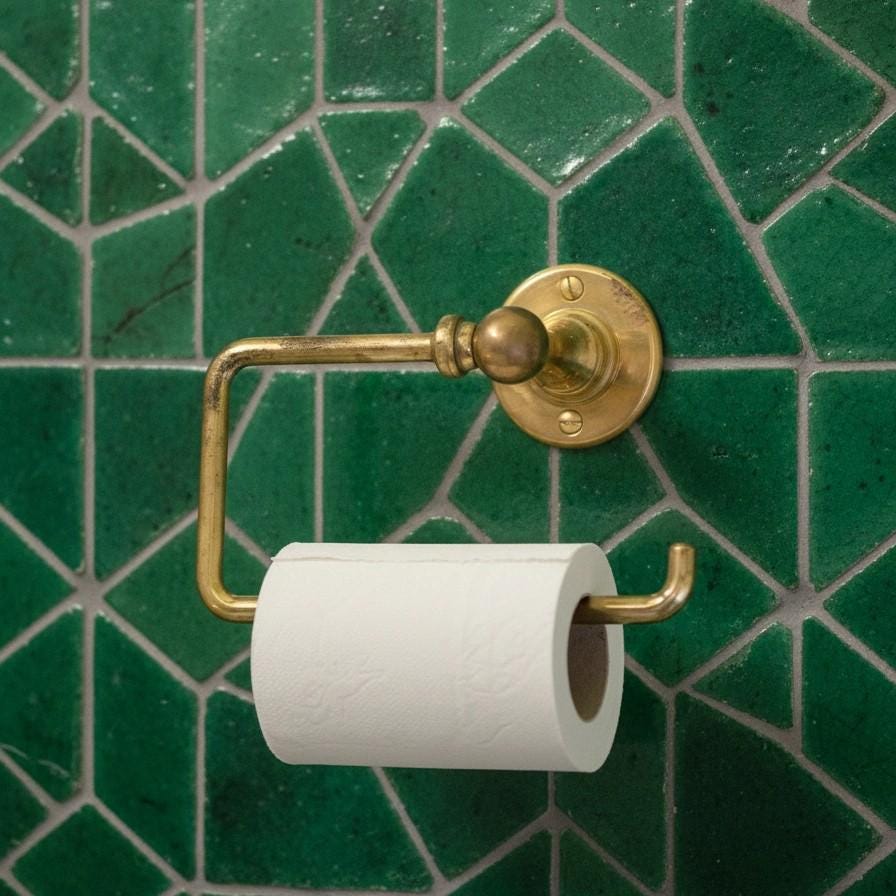 Unlacquered Brass Toilet Paper Holder: Wall Mount Bathroom Tissue Roll Bar Bathroom Fixture