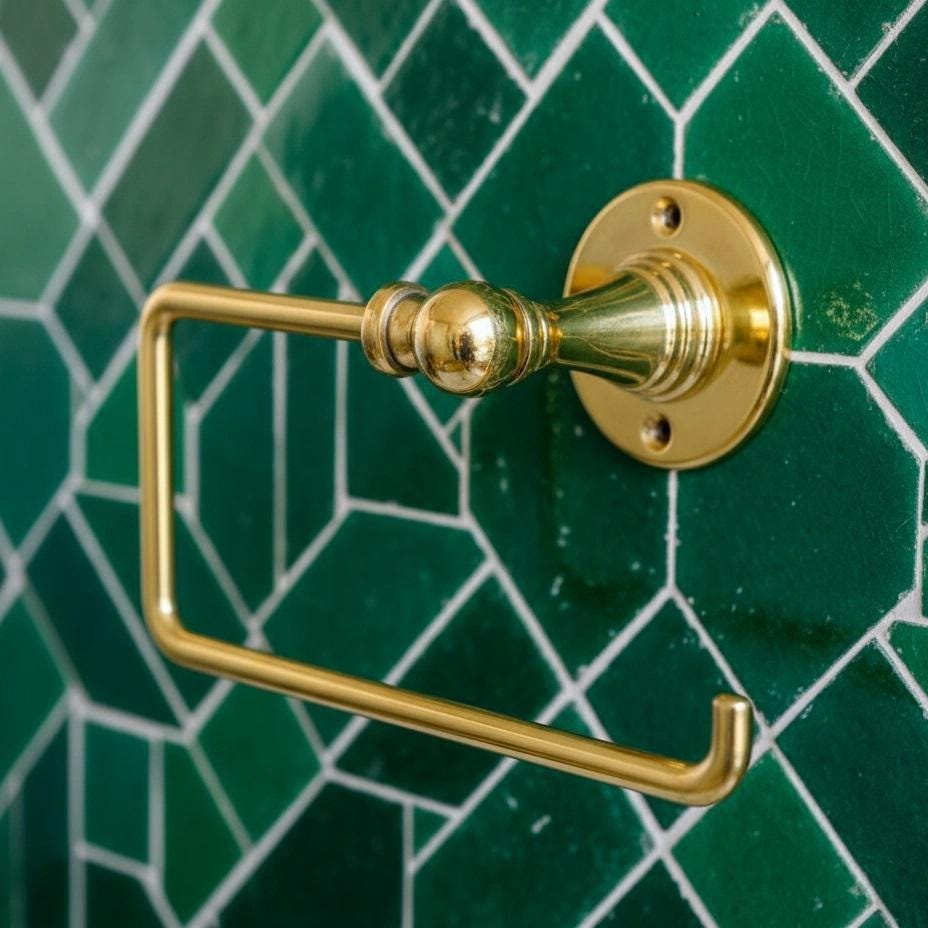 Unlacquered Brass Toilet Paper Holder: Wall Mount Bathroom Tissue Roll Bar Bathroom Fixture