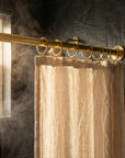 Unlacquered Brass Shower Rod: Wall Mount Bathroom Curtain Rail with Brass Rings for Walk-In image 4
