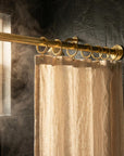 Unlacquered Brass Shower Rod: Wall Mount Bathroom Curtain Rail with Brass Rings for Walk-In