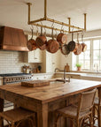Brass Hanging Pot Rack – Ceiling Mounted Rail with Hooks