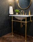 Brass Sink Console Base: Polished Solid Brass Washstand Frame for Marble Vanity Top, Vintage Bathroom Sink Legs