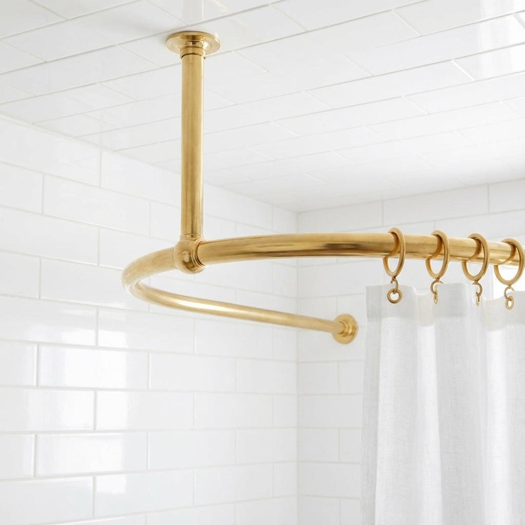Brass U-Shaped Ceiling Curtain Rail: Dressing Room Fitting Rod for Clothing Shops &amp; Bathrooms