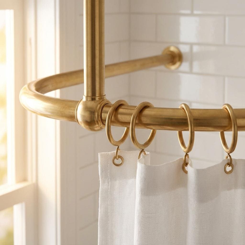 Brass U-Shaped Ceiling Curtain Rail: Dressing Room Fitting Rod for Clothing Shops &amp; Bathrooms