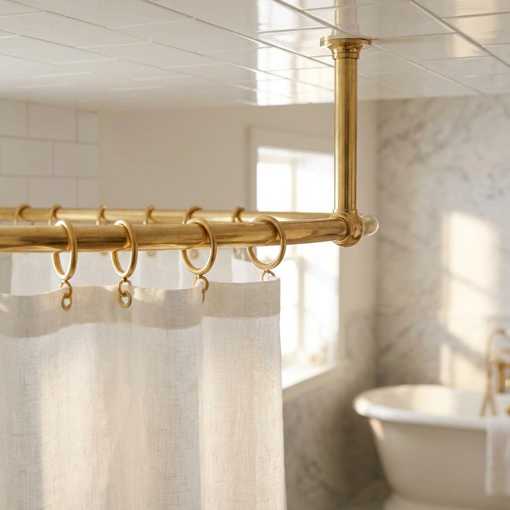 Brass U-Shaped Ceiling Curtain Rail: Dressing Room Fitting Rod for Clothing Shops &amp; Bathrooms