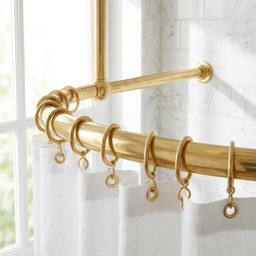 Brass U-Shaped Ceiling Curtain Rail: Dressing Room Fitting Rod for Clothing Shops &amp; Bathrooms