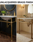 Brass Sink Console Base: Polished Solid Brass Washstand Frame for Marble Vanity Top, Vintage Bathroom Sink Legs