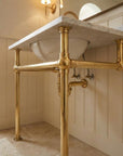 Brass Sink Console Base: Polished Solid Brass Washstand Frame for Marble Vanity Top, Vintage Bathroom Sink Legs